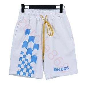 2024RHUDE MENS SHORTS DESIGNER SHORTER KVINNER SVAR KORT CASHEW Flower Knit Drawstring Capris Men Couples Joggers Sportwear Loose Ru Casual Beach Sweatpants