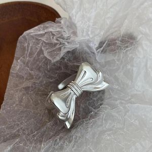 Anéis de cluster moda prata cor aberta anel de dedo bonito bowtie simples punk empilhável para mulheres menina jóias presente dropship atacado