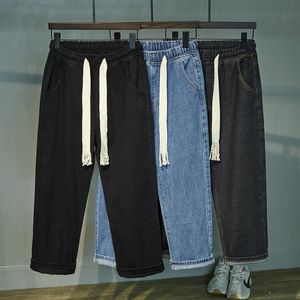 Plus-storlek Herrklippta jeans Loose Harlan Straight Pants Wide Leg Fatty Big Daddy Pants 29-48