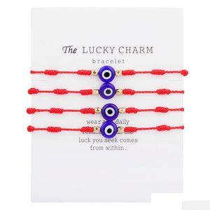 Łańcuch mody 7 łańcuch węzłów Lucky Evil Blue Eye Uroki Bracelety dla kobiet mężczyzn Czerwony String Trread Przyjaźń Brace Dhgarden Dh1w4