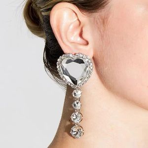 Dangle Earrings Simple Design Rhinestone Heart Drop For Women Jewelry Fashion Show Girl Ears' Accessories