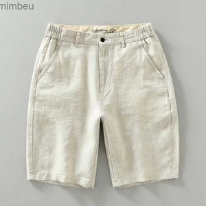 Men's Shorts 1339 100% Linen Yarn Dye PremiumShorts Men Summer Fashion Solid Color Simple Casual Basic Thin Holiday Beach Half Length Pants 240226