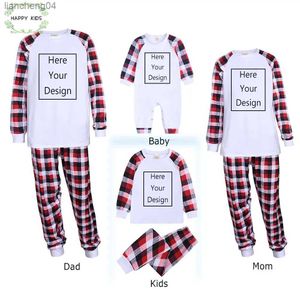 Aile Eşleşen Kıyafetler Baba Anne Çocuklar Bebek Placie Aile Eşleşen Kıyafetler Özel DIY Kendi Kişiselleştirilmiş Görüntü Metin Tatil Pijama Kıyafetleri Ekle