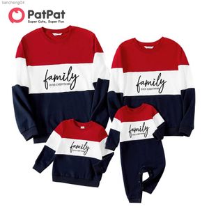 Familjsmatchande kläder PA Valentines Day Family Matching Outfits ColorBlock Letter Print Crew Neck Long-Sleeve Mother-Cids Sweatshirts