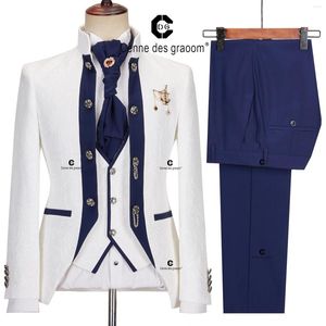 Abiti da uomo Bosdan Gulden 2024 Elegante per uomo Giacca da smoking bianca Gilet Pantaloni con papillon 4 pezzi Set Abito da sposa Cena