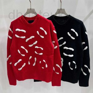 Women's Knits & Tees designer brand Embroidered Letters All Over the Body, Wool Round Neck, Long Sleeved Top, High-end Two Color Stylish Loose Fitting Sweater PI5T