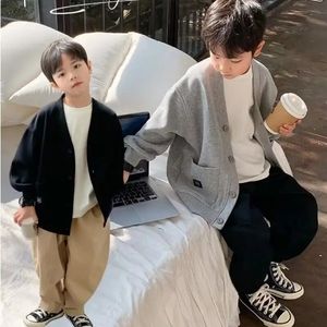 Baby Boys Cardigan Jackets Spring Autumn Soft Casual Coats Fashion Kids Brithday Compless Tops Costume 2-12y 240223