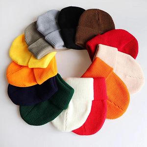 Berets Autumn Winter Warm Knitted Hat Solid Color Beanie Hats Unisex Elasticity Hip Hop Skull Men Ladies Casual Outdoor Skiing Caps