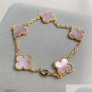 Designer 2023 Luxury Clover Bracelet Mother of Pearl 18k Gol Love Bangle Shining Crystal Diamond Jewelry