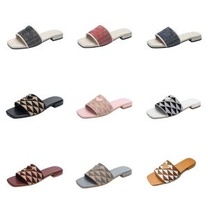 Gestickte Stoff-Slides mit Bling-Glitzer-Hausschuhen, mehrfarbige Stickerei, flache Pantoletten für Damen, umgekehrte Dreiecks-Flip-Flops, lässige Sandalen, Sommer-Leder-Flach-Slide