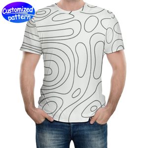 Anpassade mäns fulla tryck T-shirt Personlig tryckt svett absorberande andningsbar komfort förstärkt rund hals 95% polyester +5% spandex 202g vit