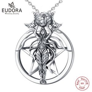 ネックレスEUDORA STERLING SIRE LILITH PENTAGRAM NECKLACE FOR WOMEN MAN VINTAGE TRIPLE MOON GODDESS PENDANT WICCA JEWELRY PART