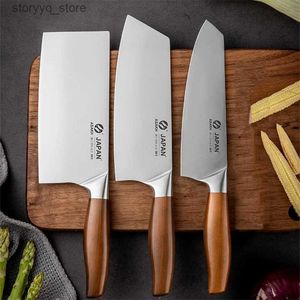 Kök Knivar Professionell japansk kökskock Kniv Set Meat Fish Slicing Grönsaker Cutter Rostfritt stål Butcher Cleaver Knif med Box Q240226