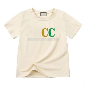 T-Shirts In Stock Child Tshirt White Short Sleeve Toddler Tee Kid Designer T Shirt Boys Girls Round Neck Pure Cotton Classic Printing Dhd4K