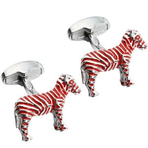 リンクブランドHawson Animal Cufflinks興味深い赤いストライプゼブラカフリンク高品質のメンズシャツアクセサリーベストギフト男性