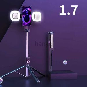 Selfie Monopods 1.7M Extended Version Bluetooth Selfie Stick Double Fill Light Tripod with Remote Shutter for Android IOS Cell Phone 24329