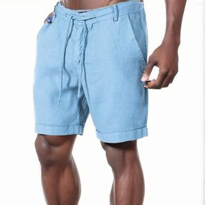 Pantaloncini da uomo 2024 imitazione cotone lino pantaloni corti traspiranti estivi maschili pantaloni tinta unita Fitness streetwear