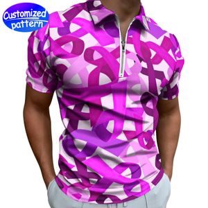 Custom zipper short-sleeved POLO shirt zipper design casual lightweight comfortable soft sweat absorption fast drying fashion double sided cloth 178g Magenta