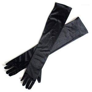 Five Fingers Gloves Satin Women Long Finger Elbow Sun Protection Opera Evening Party Prom Costume Fashion Black Red White Grey11981