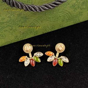 2024 مسمار بلوري جديد ملون aretes orecchini النحاس بالألوان الماس Sier Needle Designer أقراط Womens Party Wedding Loves Gift