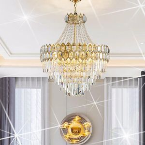 Hängslampor modern ljus lyxkristall ledde stor lampa duplex villa elingenjör lobby trappa enkelt vardagsrum