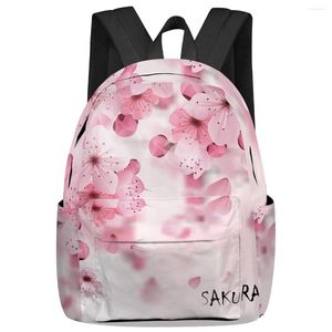 Ryggsäck Cherry Blossom Pink Student School Bags Laptop Custom för män Kvinnliga resor mochila