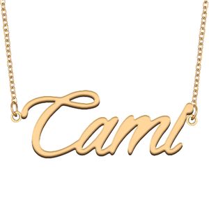 Cami placa de identificação com nome personalizado colar pingente personalizado para mulheres meninos presente de aniversário melhores amigos joias banhado a ouro 18k aço inoxidável