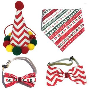 Abbigliamento per cani 4 pezzi Cappello natalizio Papillon Set di asciugamani per saliva Pet Puppy Party Holiday Costume Drop