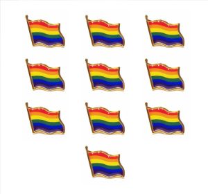 10pcs/lot Rainbow Flag Lapel Pin Colors Gay Pride Hat Tie Tack Badge Pins Mini Brooches for Clothes Bags Decoration 2024226