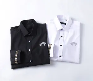 Camisa social masculina de grife, camiseta de seda de ajuste fino de luxo, manga comprida, roupa de negócios casual, marca xadrez 6 cores M-4XL camisa da marca Burr