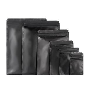 Black Resealable Smell Proof Bags Mylar Bags Matte Black Foil Pouch Double-Sided Flat Self seal Bag Small to Big Size