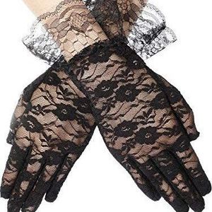 Black Lace Gloves For Women Elegant Short Lace Gloves Tea Party Gloves Wrist Length Floral Gloves Sunblock Bridal Gloves 22168