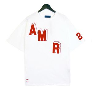 남자 티셔츠 디자이너 의류 여름 느슨한 캐주얼 짧은 슬리브 아메리칸 트렌디 브랜드 경사 편지 인쇄 순수면 둥근 목 상단