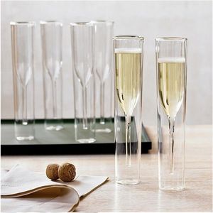 4pcs Double Wall Glass Champagne Champagne Flutes Stemless Wine Glasses Goblet Bubble Wine Tulip Cocktail Wedding Party Cup2638