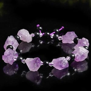 Beaded Natural Amethyst Diy Bracelet Irregular Healing Stone Purple Gravel Mineral Specimen Raw Quartz Crystal Necklace Gifts Jewelry YQ240226