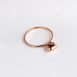 Cluster Rings Real Pure 18K Rose Gold Band Women Lucky Heart Charm Ring 0.7-1.1G