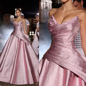 Elegant A Line Women Evening Dresses Sweetheart Sleeveless Prom Gowns Ruffle Sweep Train Dress For Party Custom Made Robe De Soiree