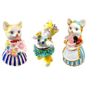 Anelli eleganti figurine per animali da gatto gioielli in metallo box scatola di stoccaggio anello nuziale porta tavolo da casa decorazione regalo di Natale