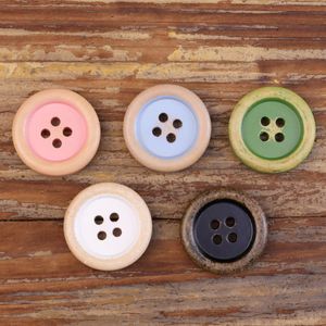 6pcs Multiple Color Wood Buttons Paint Sky Blue Kids Cute Craft Supplies Bag Shoe Accessories For Clothing Kintting Use Wooden 240223