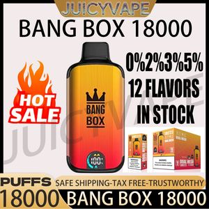 Oryginalny Bang Box 18000 Puffs Darmowe Puff 18k Vapes Pen 26 ml E papieros 0% 2% 3% 5% Waporyzator z podwójną siatką Cewki siatkowe Vape Pen 12k 9k 7k 15k 15k 15k 15k 15k 15k 15k