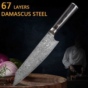 Kök knivar 67 lager damascus stål kök kniv kock kniv hög hårdhet rostfritt stål skivkniv japansk fiskfilé kniv q240226