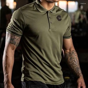 Herrpolos sommar kort ärm polo skjorta män militära taktiska skjortor snabb torr andas avslappnad fast färg fitness t-shirt