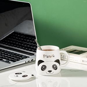 Canecas Adorável Panda Caneca Cerâmica com Capa Grande Capacidade Copo de Café para Mulheres Bonito Presente Escritório e Casa