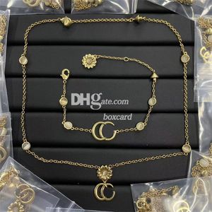 Golden Chain Necklaces Bracelets Luxury Double Letter Plated Necklace Sets With Box Designer Charming Bracelets Necklaces Jewelry Sets