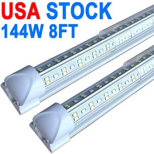 8ft LED Shop Light Garage 144W 6500K 14400LM VIT LIGHT, T8 8ft LED Tube Lights Warhouse Workshop källare, Länkbar Corded Electric Garage Warehouse Crestech