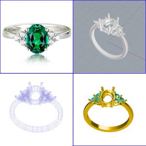 Pierścienie 3D Budowanie plików STL 3DM CAD Making przez MatrixGold Jewelcad Software 3D Modelowanie do sprzedaży biżuterii