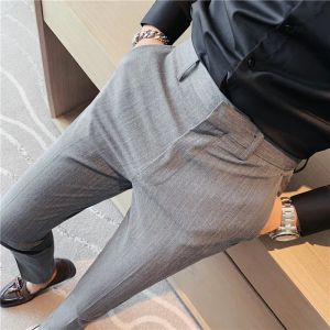 パンツプラスサイズ40 42春夏ダブルラインストライプスーツパンツメンズ衣類2022韓国スリムフィットビジネスフォーマルウェアオフィスパンツ