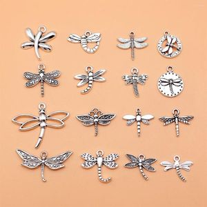 Charms 16pcs Antique Silver Color Dragonfly Collection For DIY Jewelry Making 16 Styles 1 Of Each