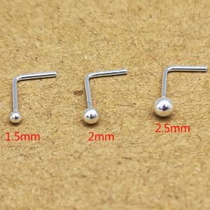 Charm 50st Tiny Ball Nose Stud Wire Piper Piercings 1,2 mm 1,5 mm 1,8 mm 2mm 2,5 mm L Form 24G Nez Piercing Smycken 925 Sterling Silver