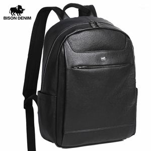 BISON DENIM Echtes Leder Mode Rucksack 15 Zoll Laptop Tasche Reise Rucksack Schultasche Für Teenager Qualität Mochila N200361285S